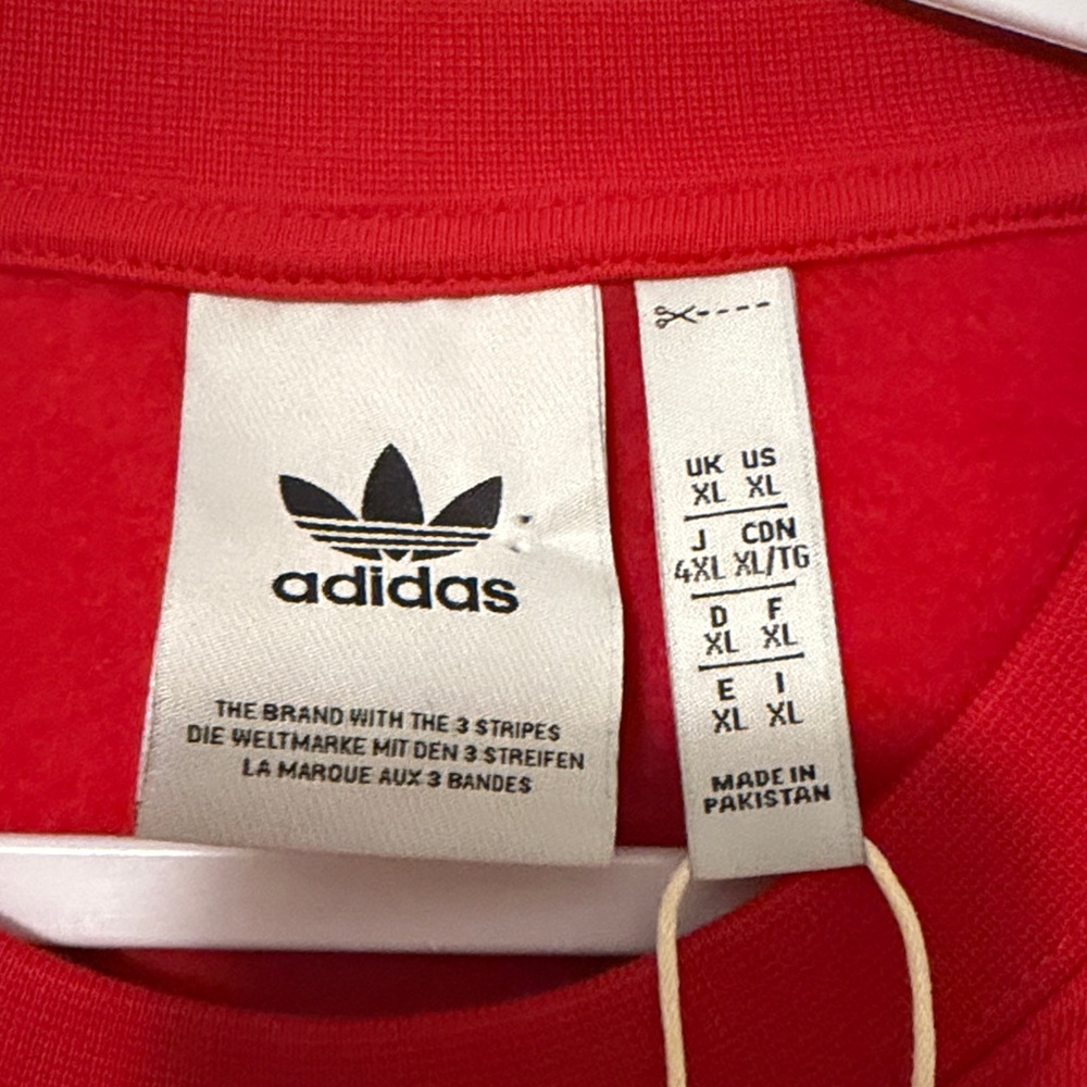 Adidas 3 Stripes Crewneck pullover sweater Mens XL Red New - Picture 4 of 5